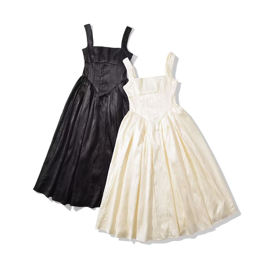 Trisica - Mouwloze maxi-A-lijnjurk met vierkante hals en effen slim-fit
