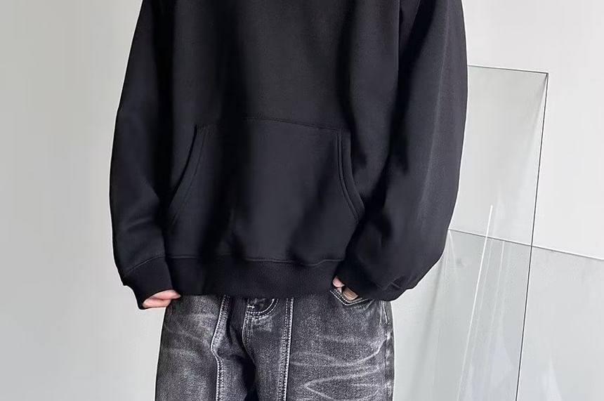 Zoslane - Mock Neck Plain Hoodie
