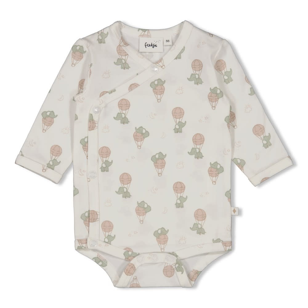 Feetje Feetje wikkelromper aop - Elephant offwhite