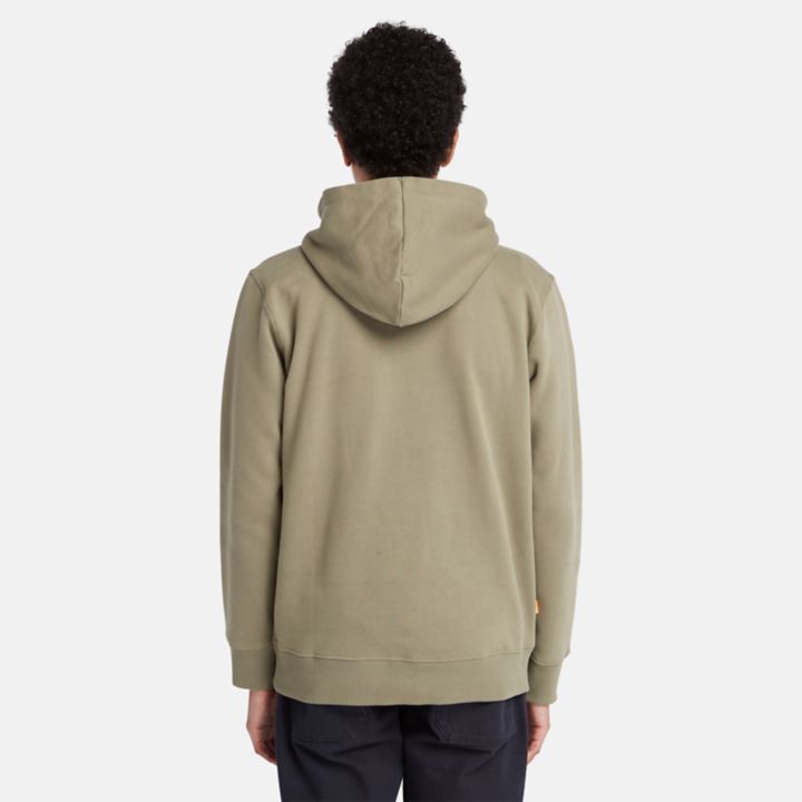Moletom com capuz e estampa cursiva para homens na cor verde.