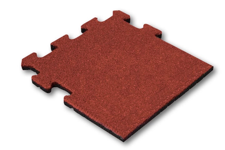 Rode rubberen tegel 25mm - 50x50 cm - Puzzelsysteem zijpaneel