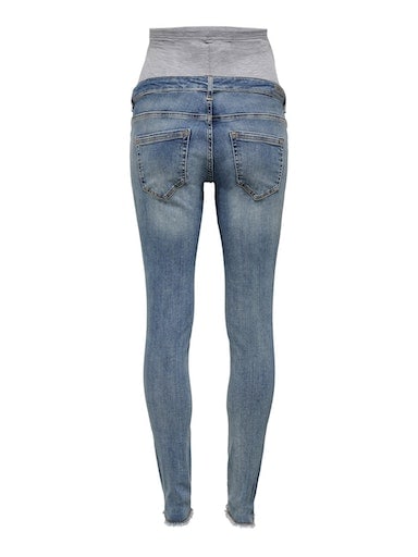 ONLY MATERNITY Umstandsjeans »OLMBLUSH MID SK ANK RW DNM NOOS«, mit Destroyed Effekt