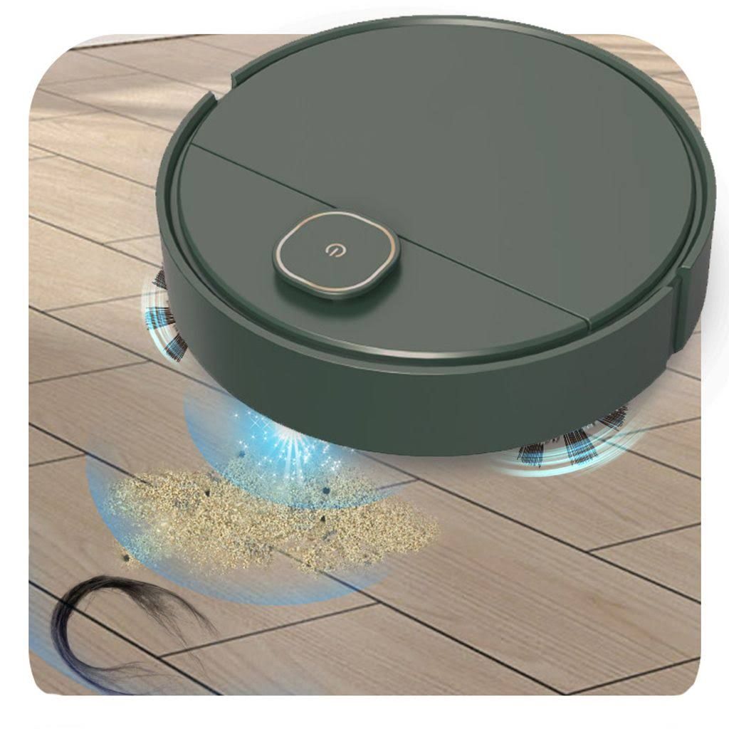 AIORBER Saugroboter , Kehren, Wischen, Staubsaugen, automatische Reinigung, Kehrroboter, geräuscharm, geeignet für Böden, Teppiche, Armeegrün