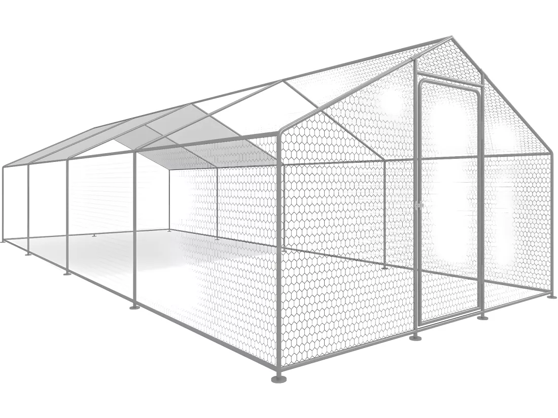 Enclos à poules 24 m² parc grillagé 8 x 3 x 2 M acier galvanisé