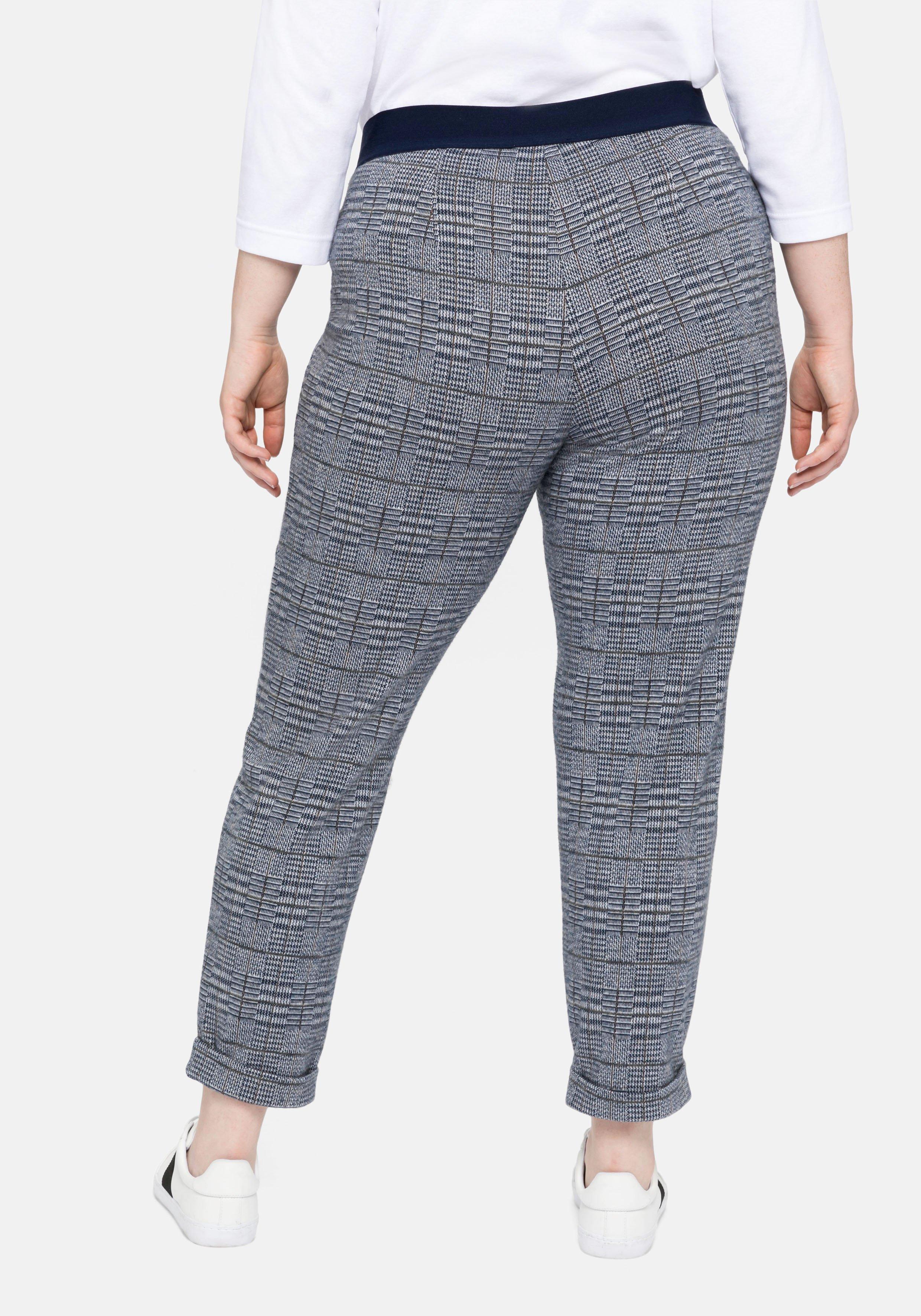 Chinohose mit Karomuster und Bundfalten