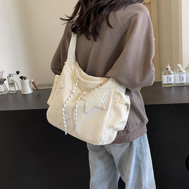 HOVERUP - Corduroy Tote Bag met Sterrenapplicatie