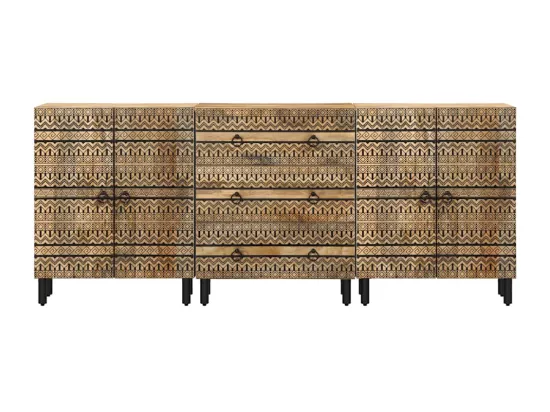Buffets 3 pcs bois massif de manguier