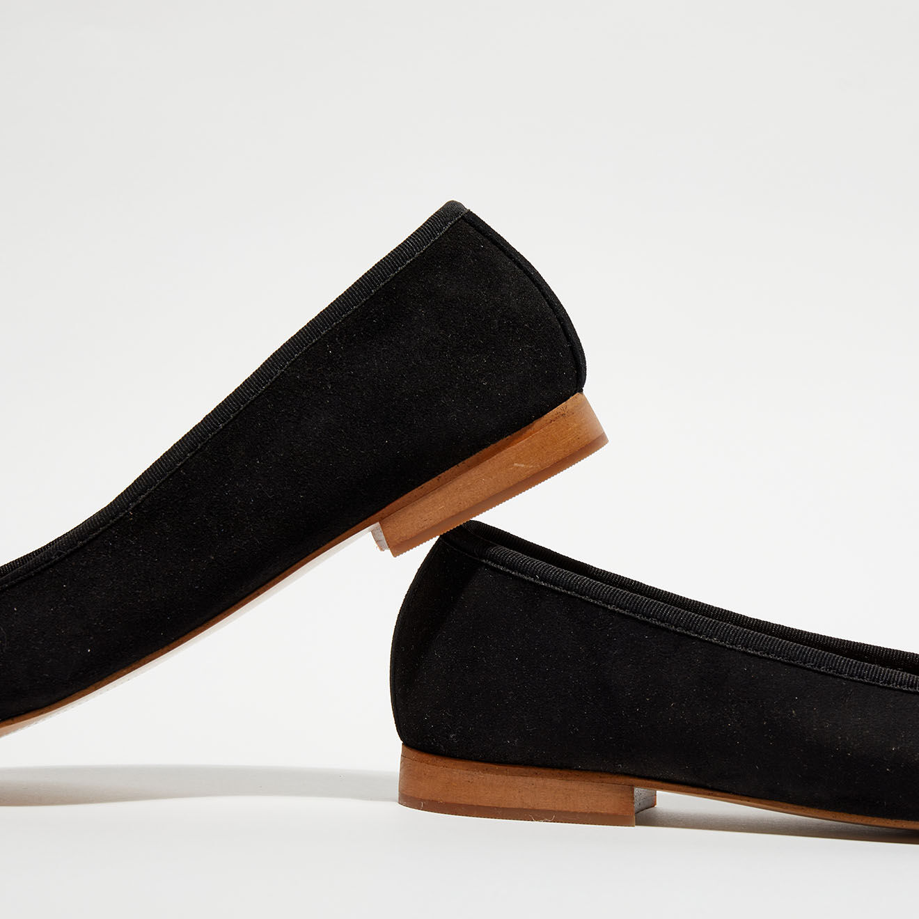 Quartier Latin Ballerines en Velours de Cuir Jeanne noires