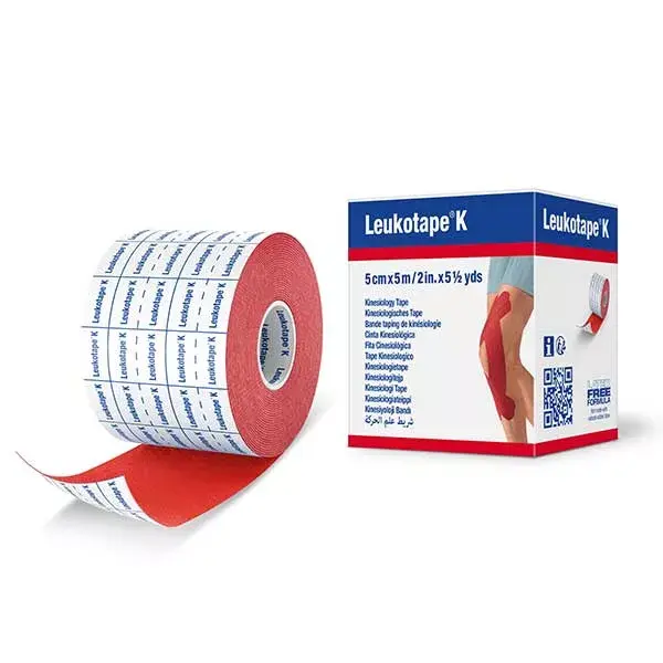 Fita adesiva elástica Leukotape K, vermelha, 5 cm x 5 m