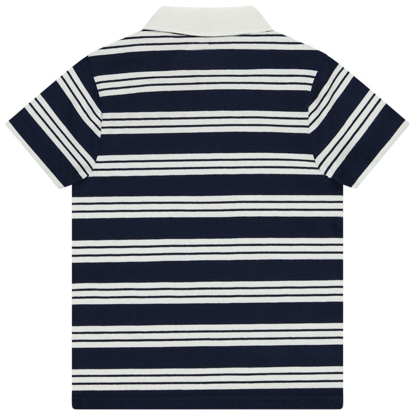 Polo manches courtes à rayures pour garçon - Bleu marine