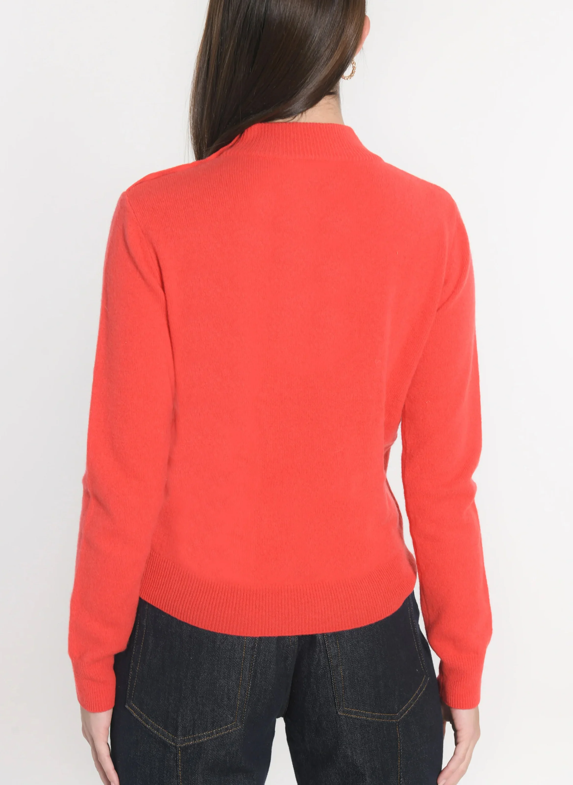 ANITA - Pull droit col montant en laine | Rouge