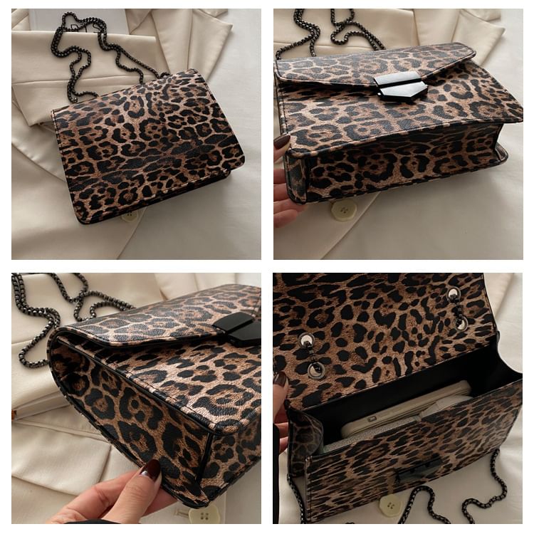 Kleevelind - Schoudertas met luipaardprint en klep