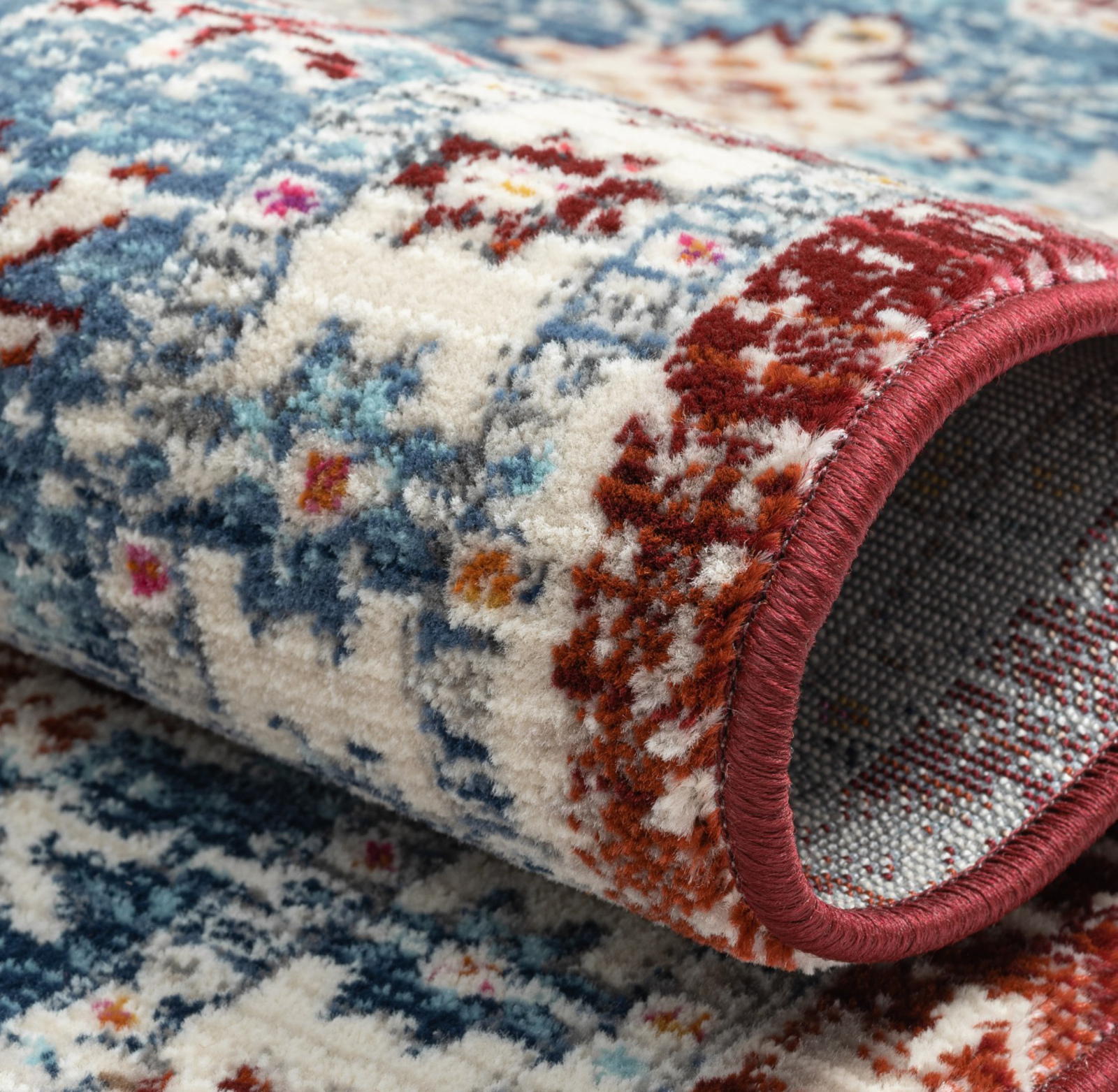 Teppich ELFI 1 - blau-creme-rot - 170x240 cm
