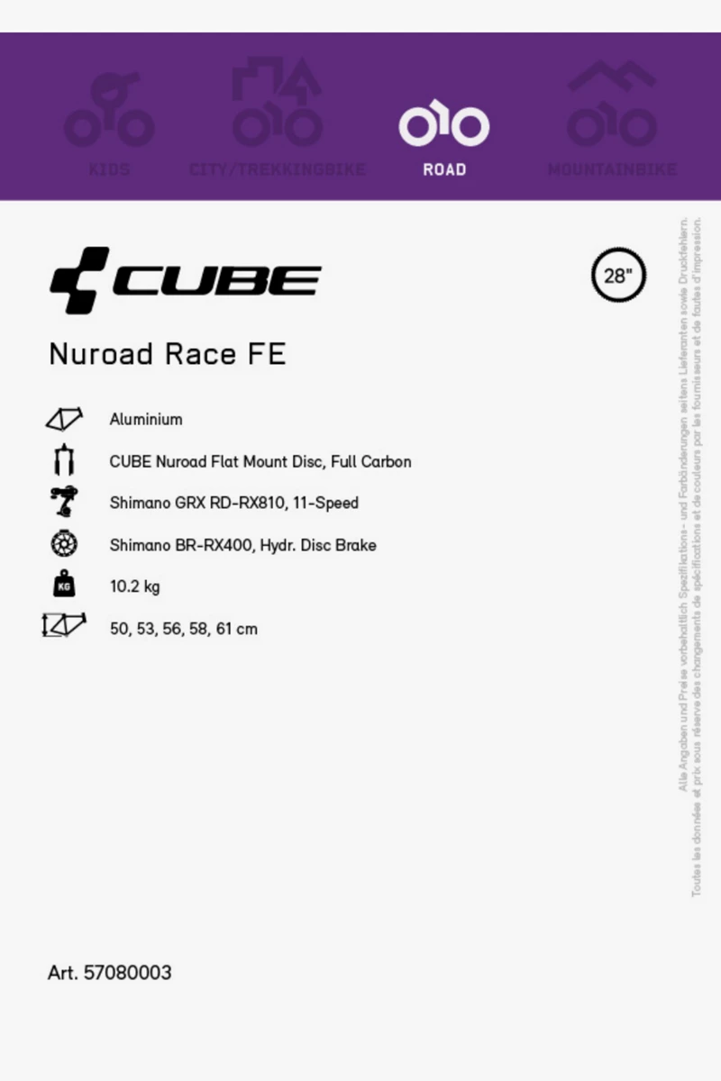CUBE Nuroad Race FE 28 Gravel Bike 2023