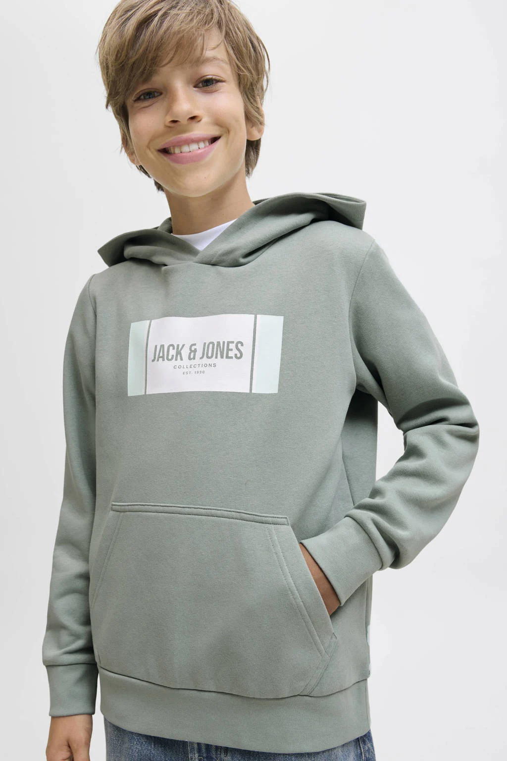 JACK & JONES JUNIOR hoodie lichtgroen