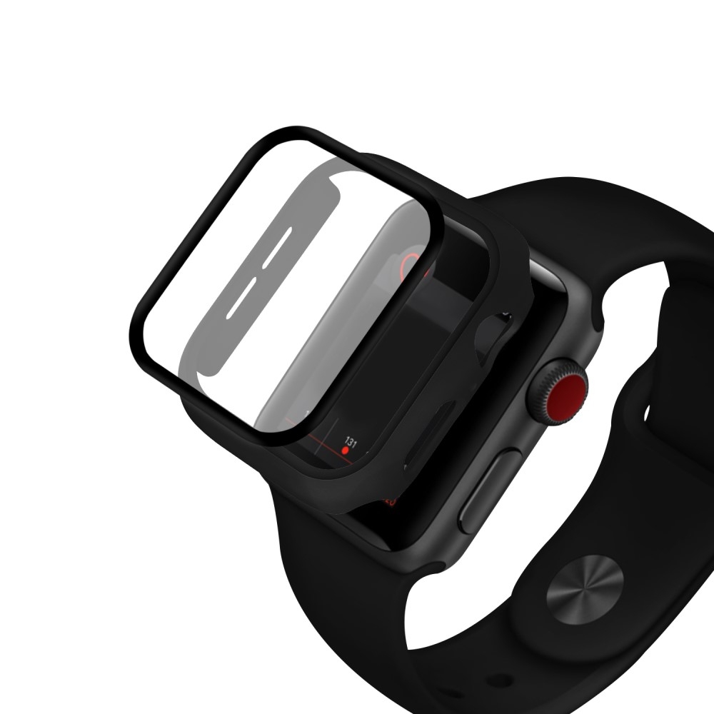Apple Watch (44mm) Gummierter Bumper   Display Schutzfolie - Schwarz