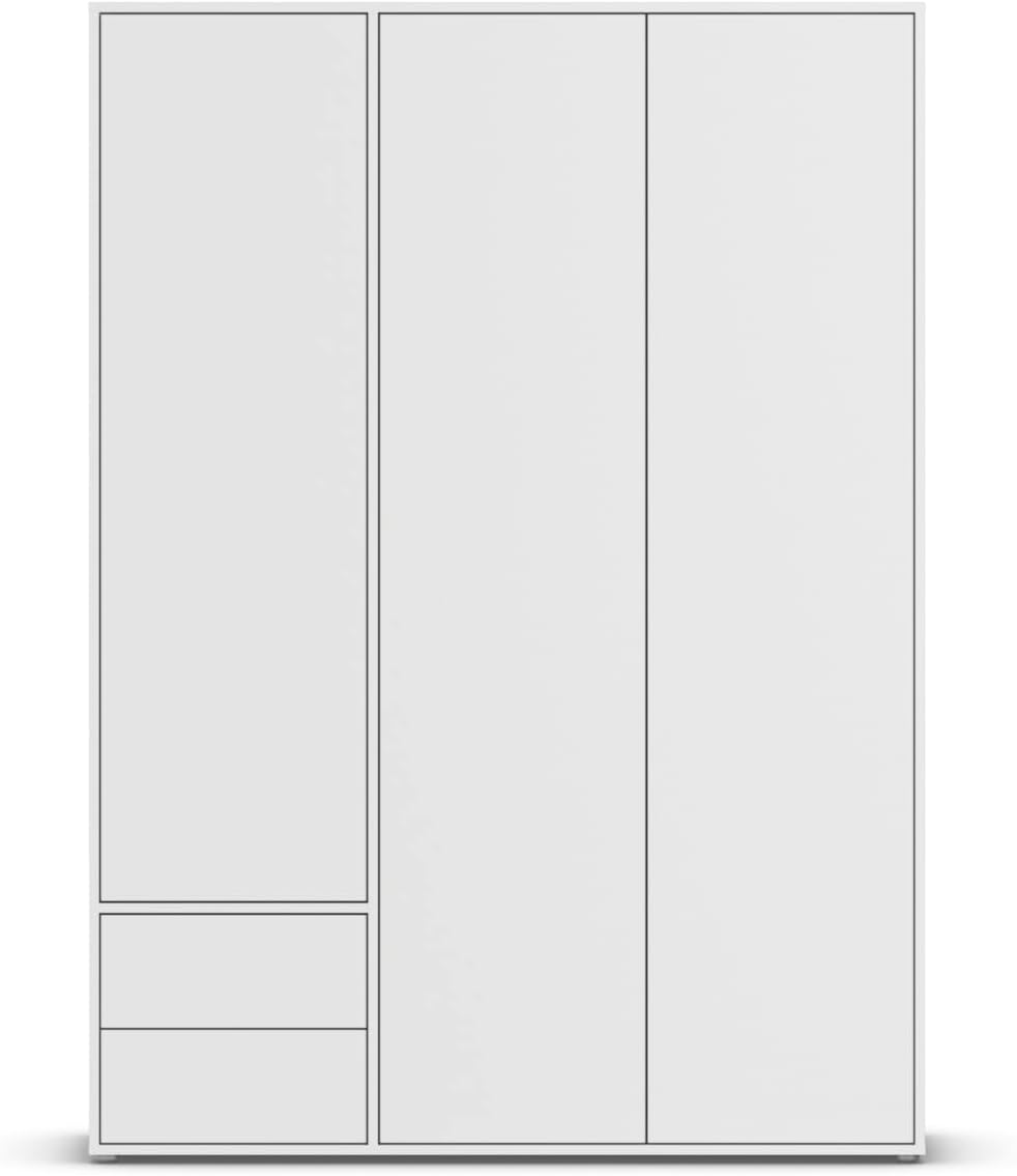 Rauch Möbel Nabila Kleiderschrank für Schlafzimmer, Kinderzimmer, Jugendzimmer, Flur, 3-türig, 2 Schubladen, Push-to-Open, mit Zubehör Classic, Farbe Weiß, Breite 140 cm