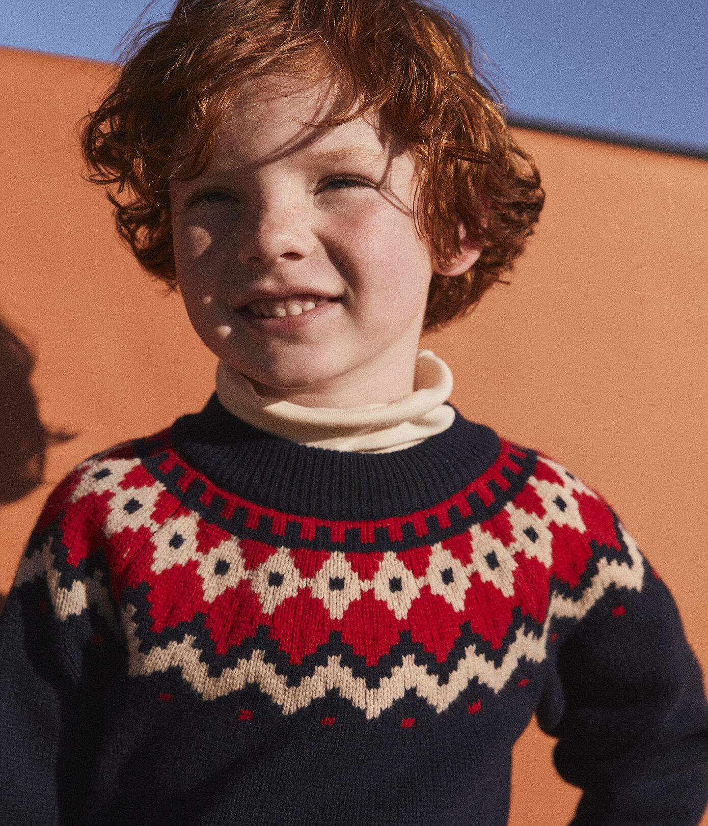 Pull jacquard en laine et coton enfant fille / garçon