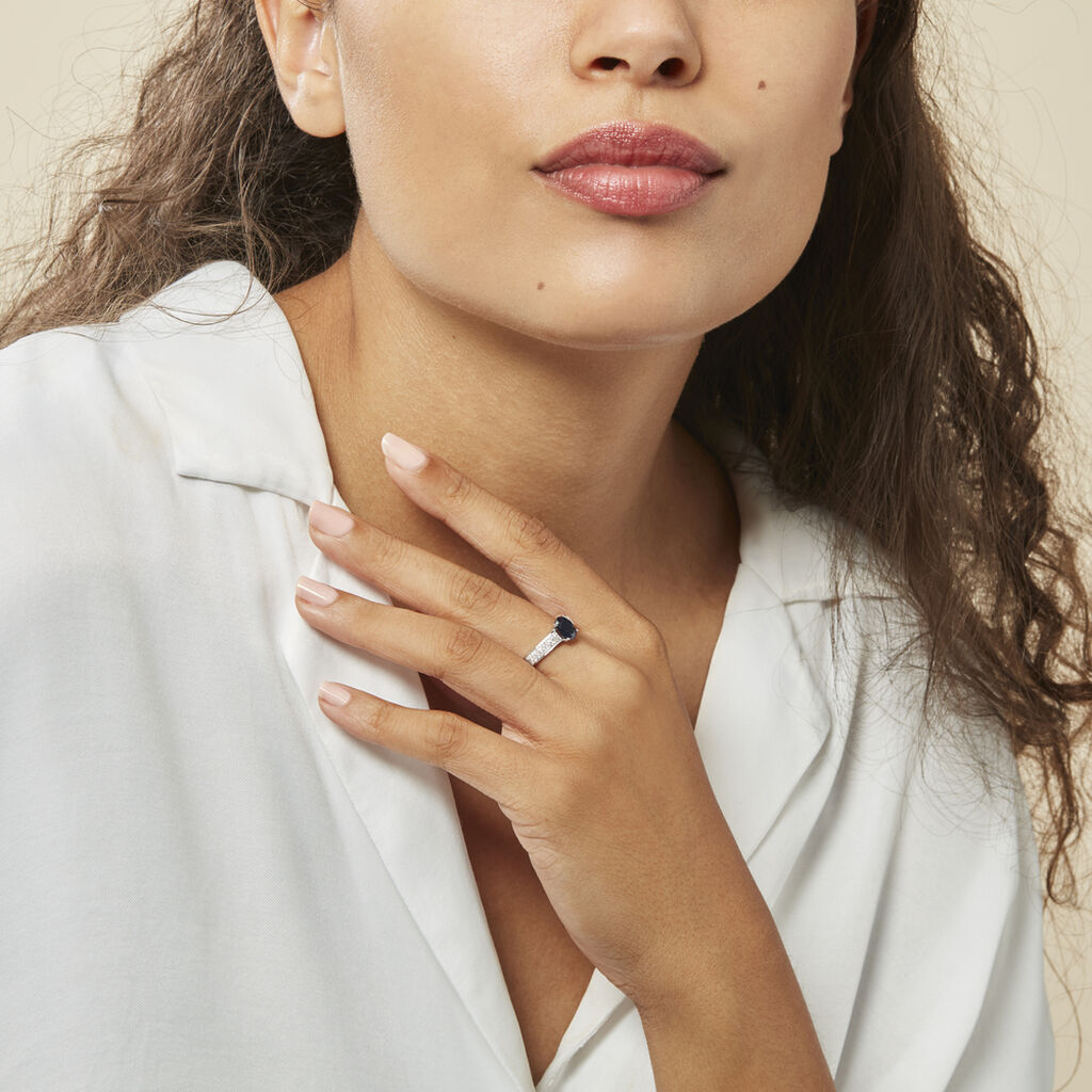 Bague Crista Or Blanc Saphir Et Diamant