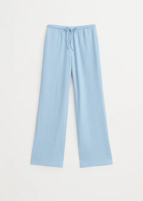 Rechte broek met structuur blauw (BLW.L)