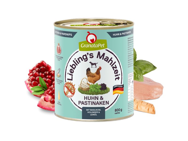 GranataPet Nassfutter Liebling's Mahlzeit Huhn & Pastinaken Alleinfuttermittel für ausgewachsene Hunde