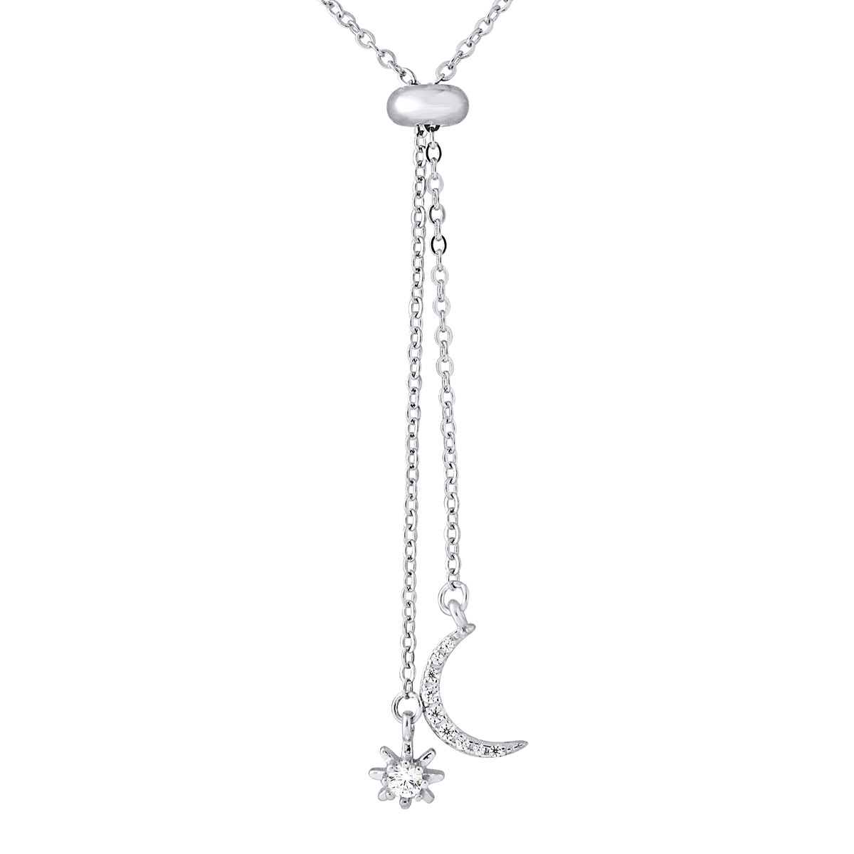 Collier LUNE ET ÉTOILE - Oxydes de zirconium - Argent 925