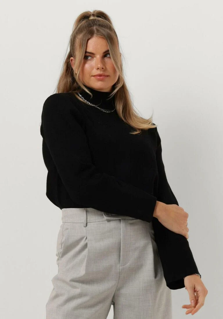 MINUS zwarte minus coltrui lupi high neck knit pullover