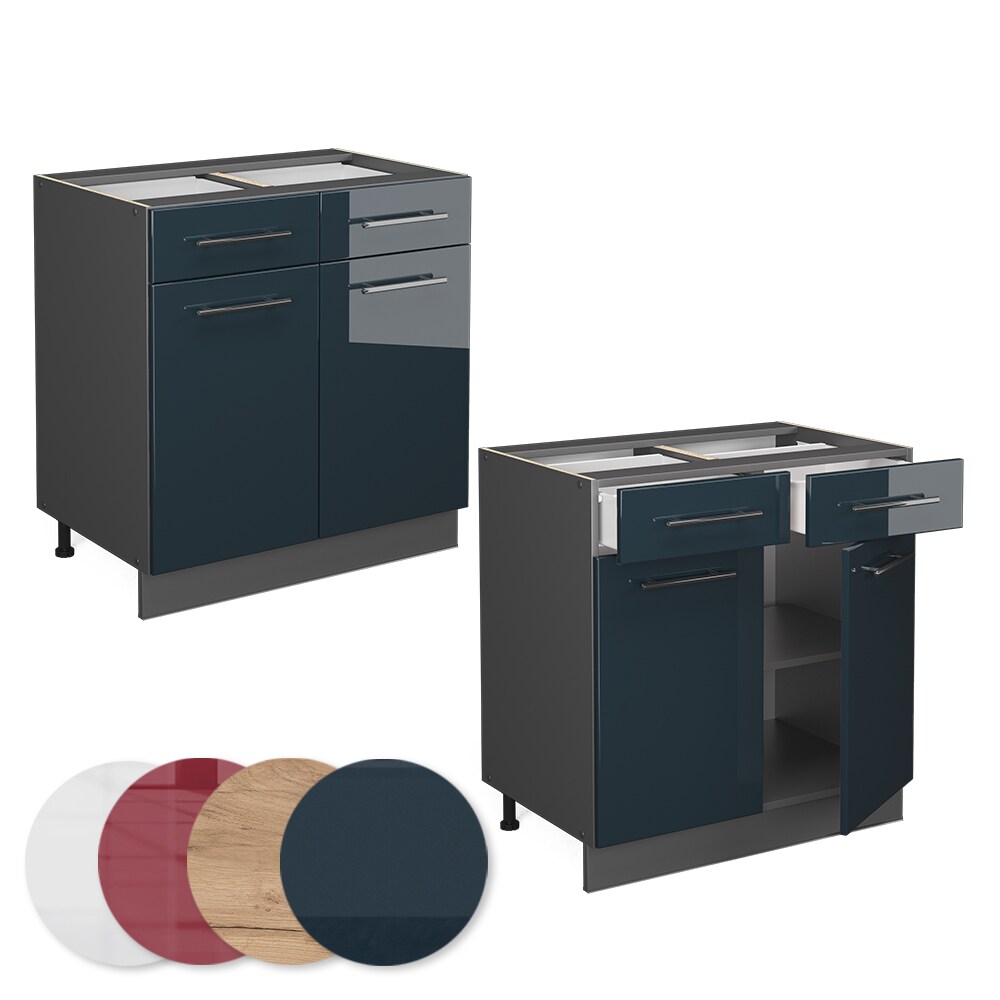Vicco Schubunterschrank Fame-Line Anthrazit Dunkelblau Hochglanz 80 cm ohne Arbeitsplatte