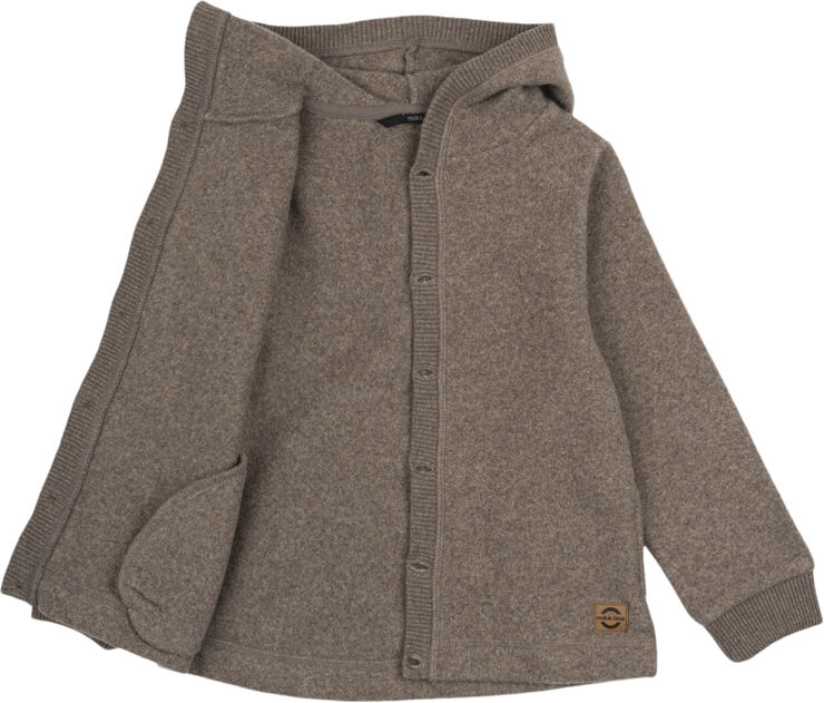 Mikk-Line Cotton Fleece Cardigan w Hood Melange denver