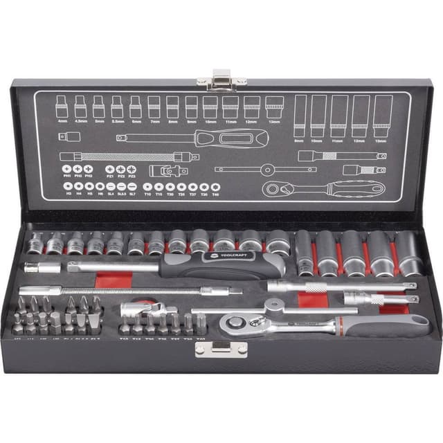 TOOLCRAFT Topnøglesæt Metrisk 1/4 (6,3 mm) 45 dele