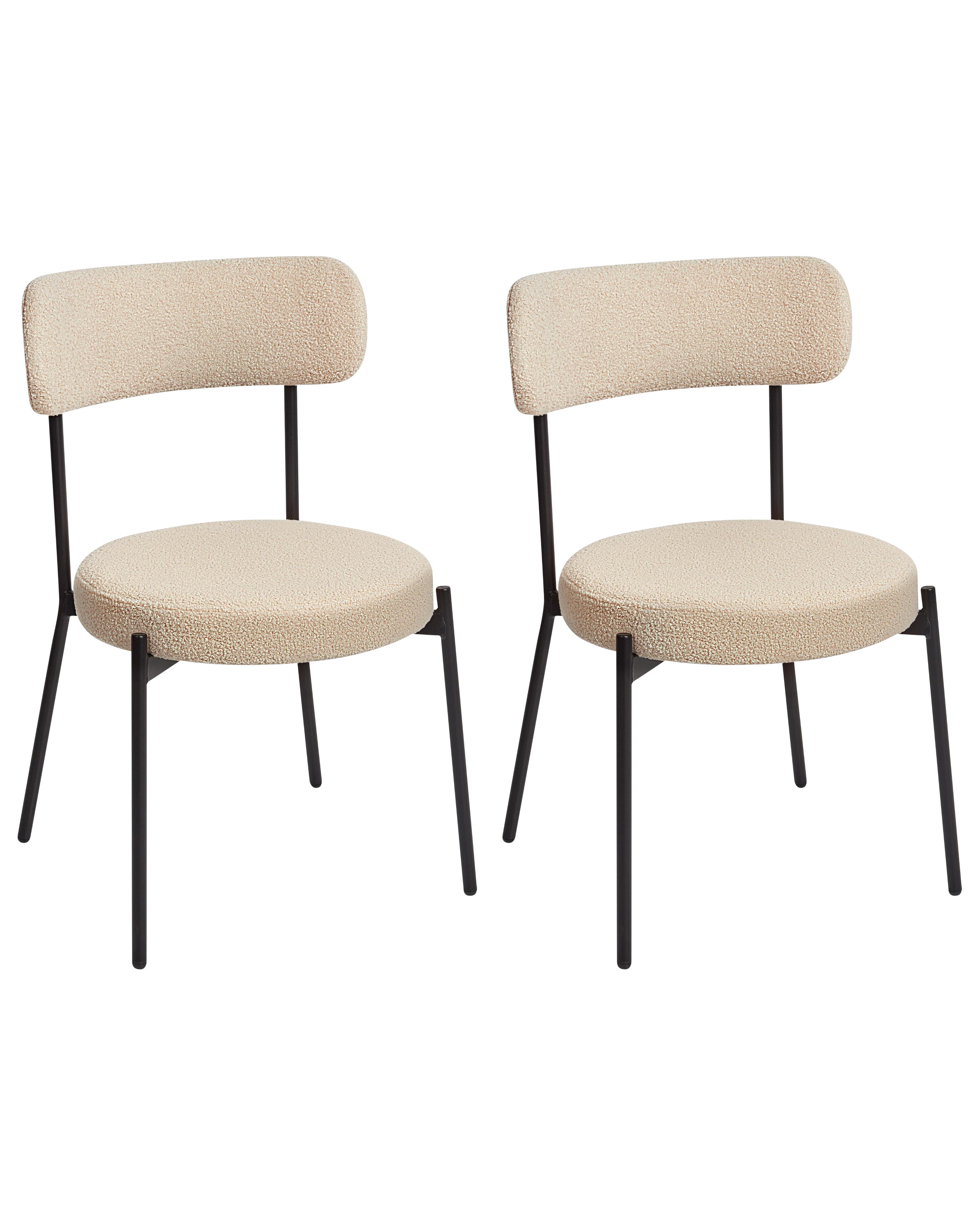 Set van 2 eetkamerstoelen ALLISON Bouclé Lichtbeige