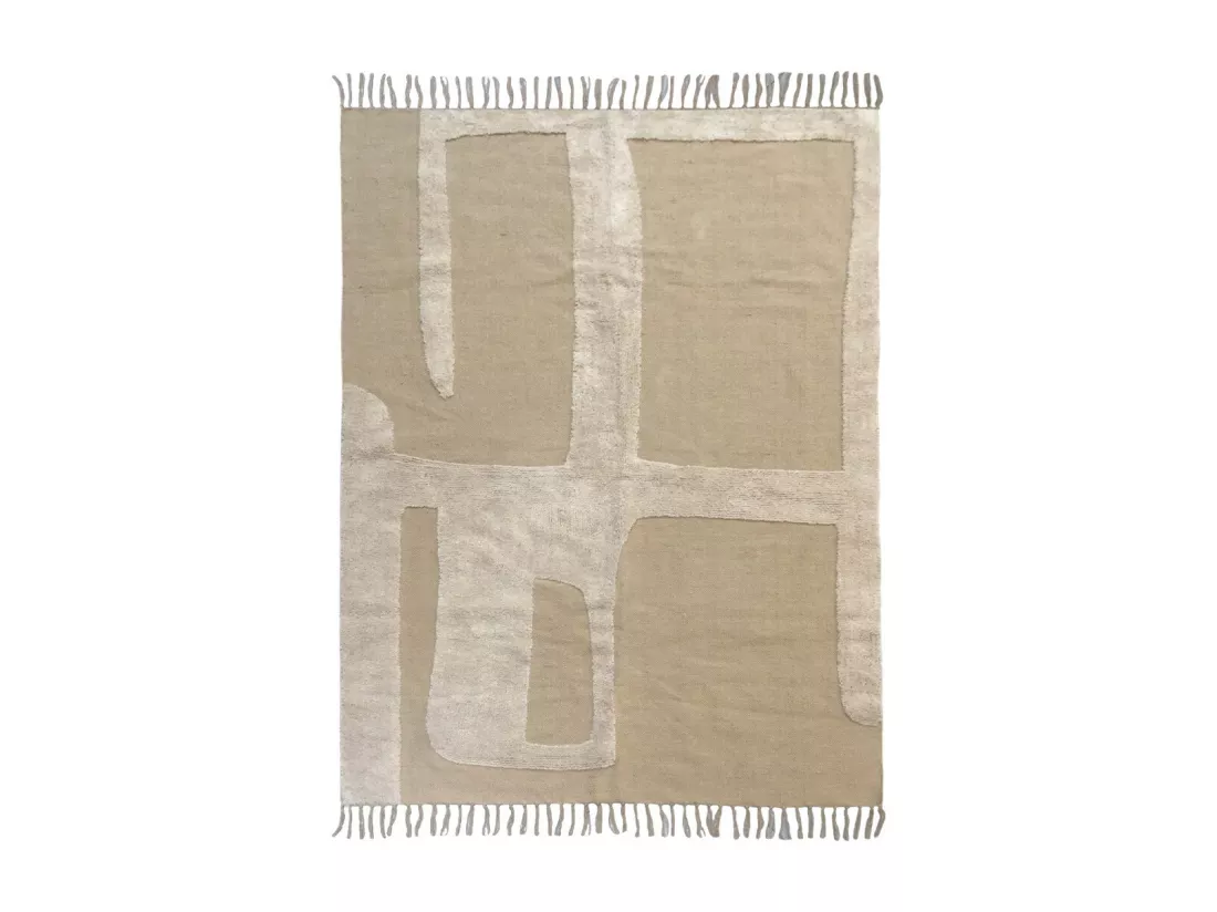 Tapis déco à franges abstrait en coton 160x230cm