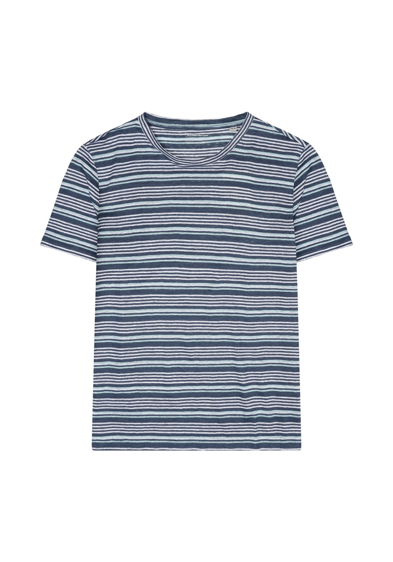 Knowledge Cotton Apparel Leinen-T-Shirt Reg Linen Blue Stripe