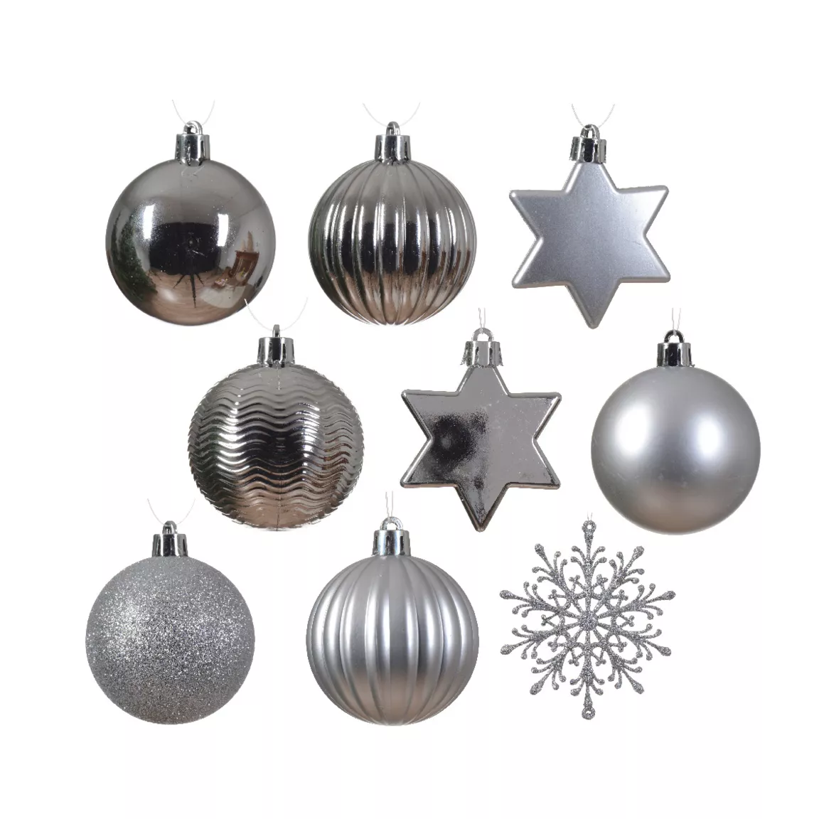 Kit de décoration de Sapin de Noël (40 pcs) Cristal Argent