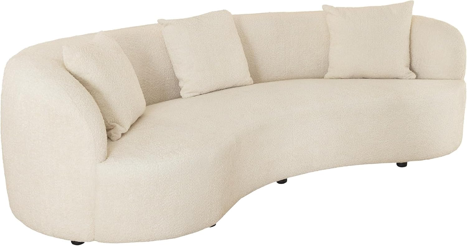 Modernes Sofa Atelier - 230cm - beige cremeweiß - Bouclé 3-Sitzer Couch inkl. Kissen abgerundet oval organisch gebogen puristisch