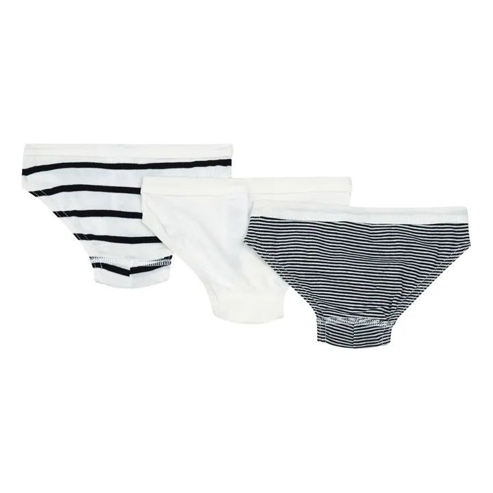 Petit Bateau Lot 3 Slips Marinière Coton Bio | Bleu
