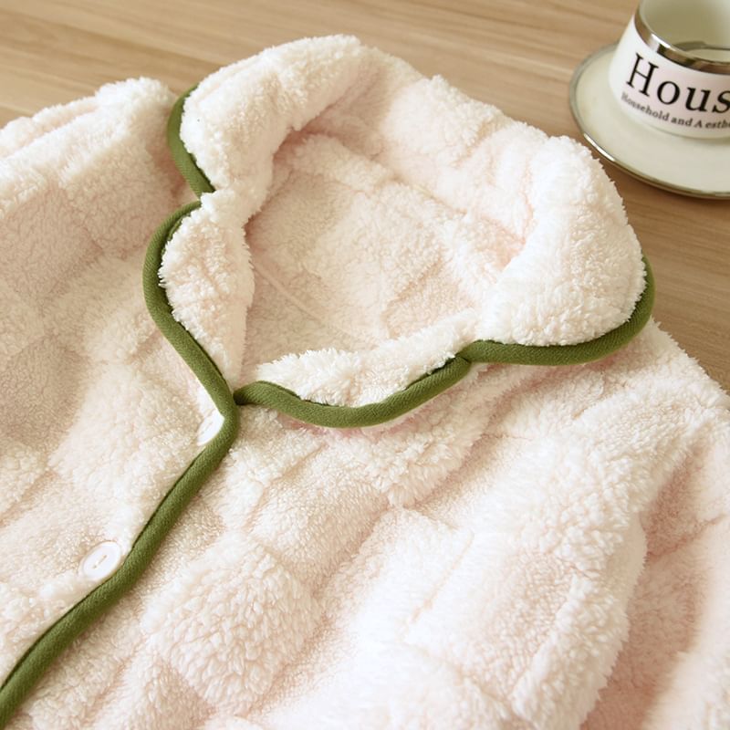 Dogini - Koppel bijpassende geruite fleece pyjamaset