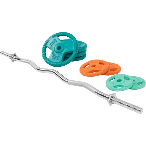 Kit Curl Ez De Goma Con Agarres de 35 Kg Gorilla Sports