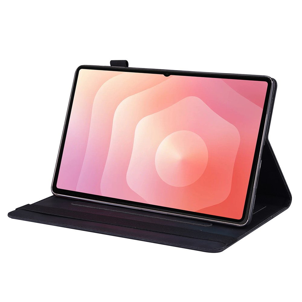 Samsung Galaxy Tab S11 Ultra Vintage Leder Tasche Smart Case Hülle S-Pen Halterung - Schwarz