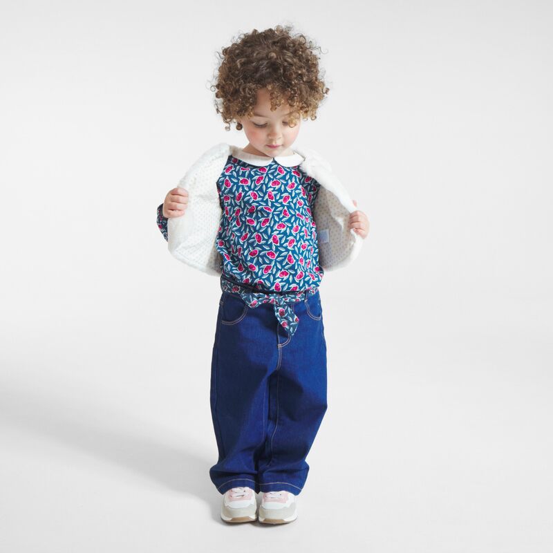 Blouse fleurie à petit col rose bébé fille