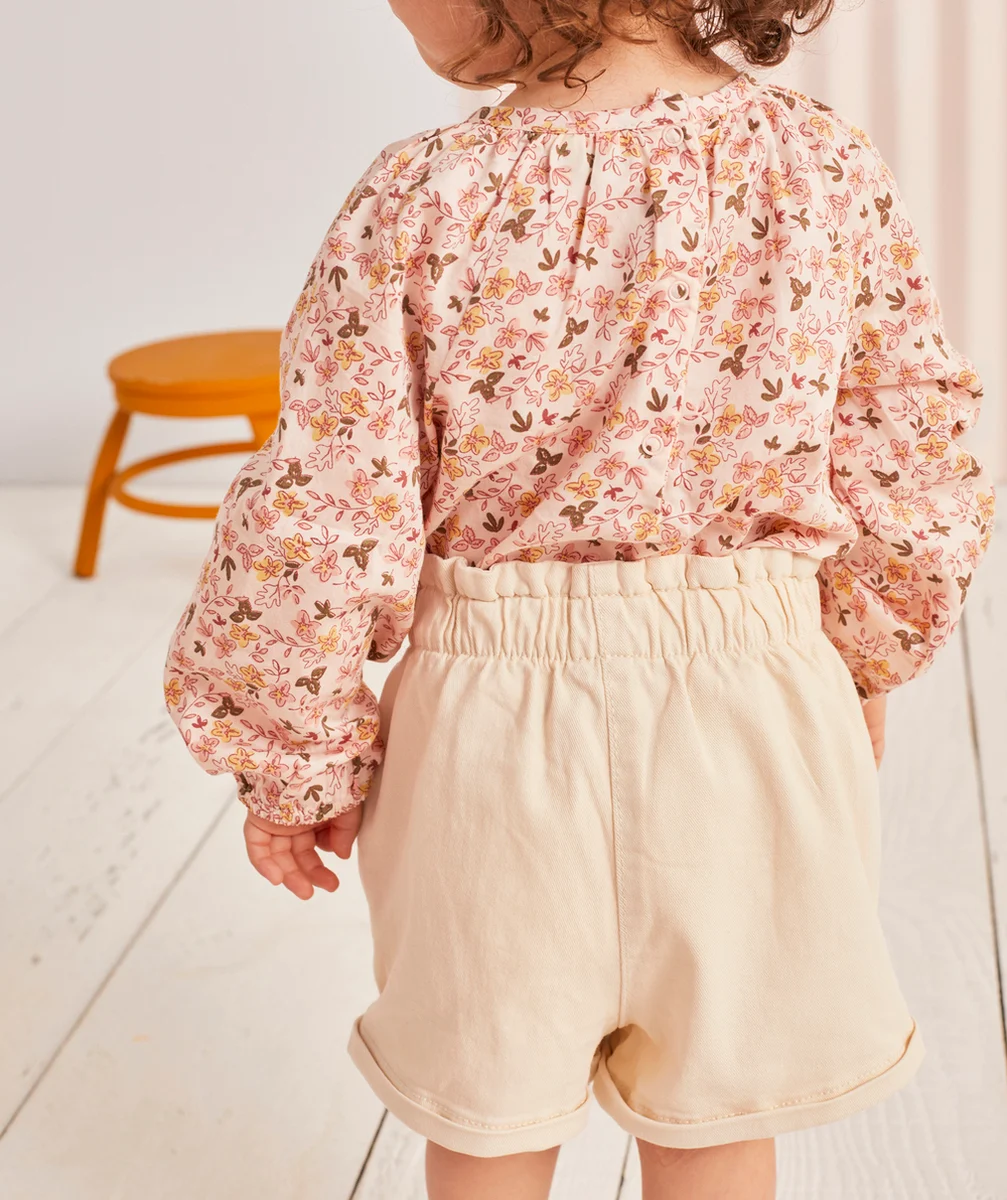 SHORT BÉBÉ FILLE EN FIBRES RECYCLÉES ÉCRU