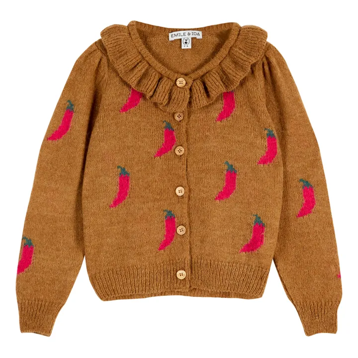 Emile et Ida Cardigan Intersia Piments | Caramel