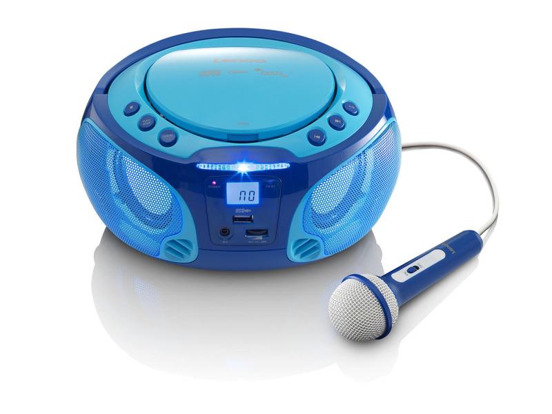 Lenco Radio/CD-Player SCD-650 Blau Radio/CD-Player mit Karaoke-Mikrofon