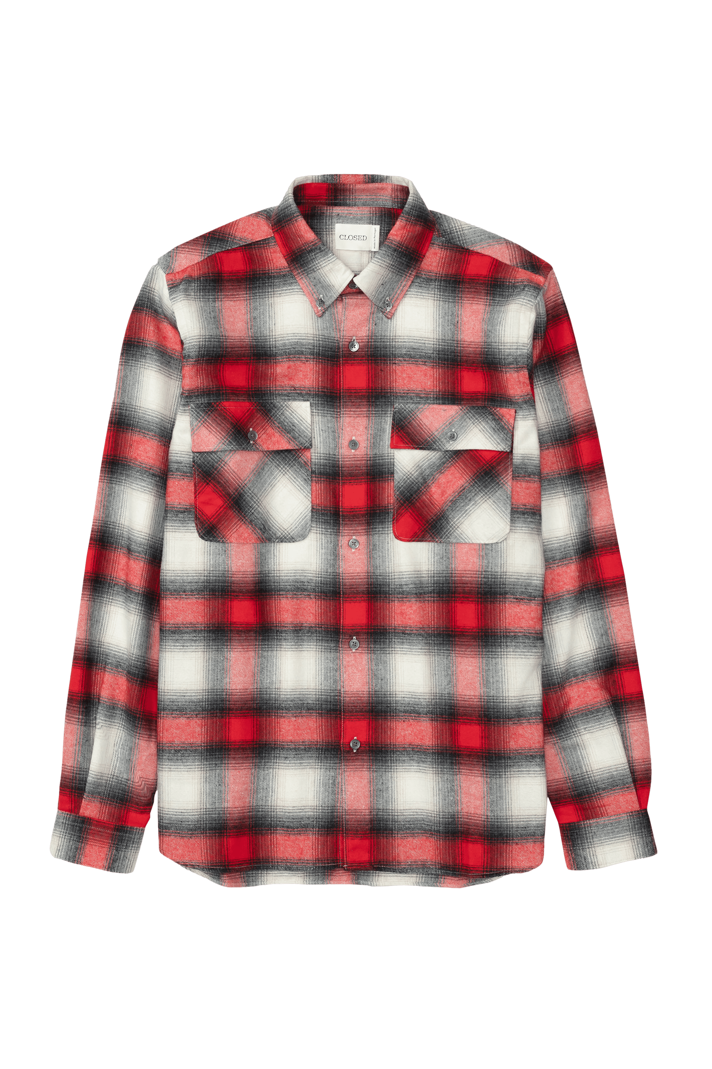 Chemise col classique à carreaux en coton | Rouge