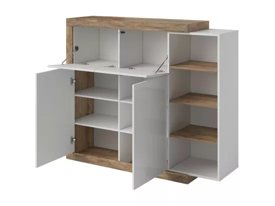 Vitrine petit modèle SINATRA – Chêne et blanc brillant