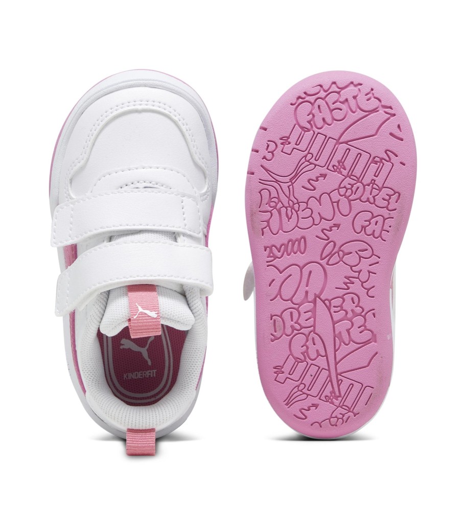 Tênis Puma Multiflex SL V, branco e rosa