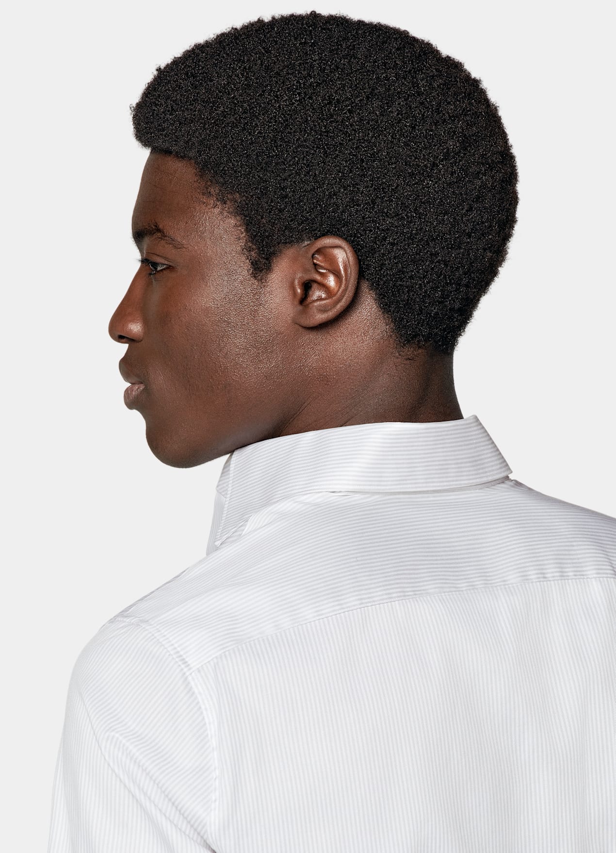 Chemise coupe ajustée en twill gris clair à rayures