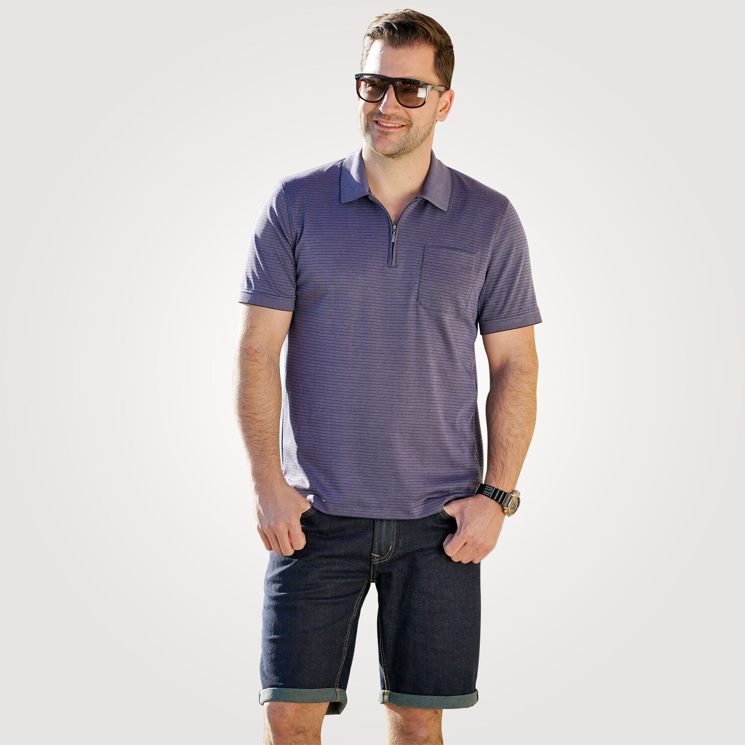 Poloshirt Herren mit Reissverschluss