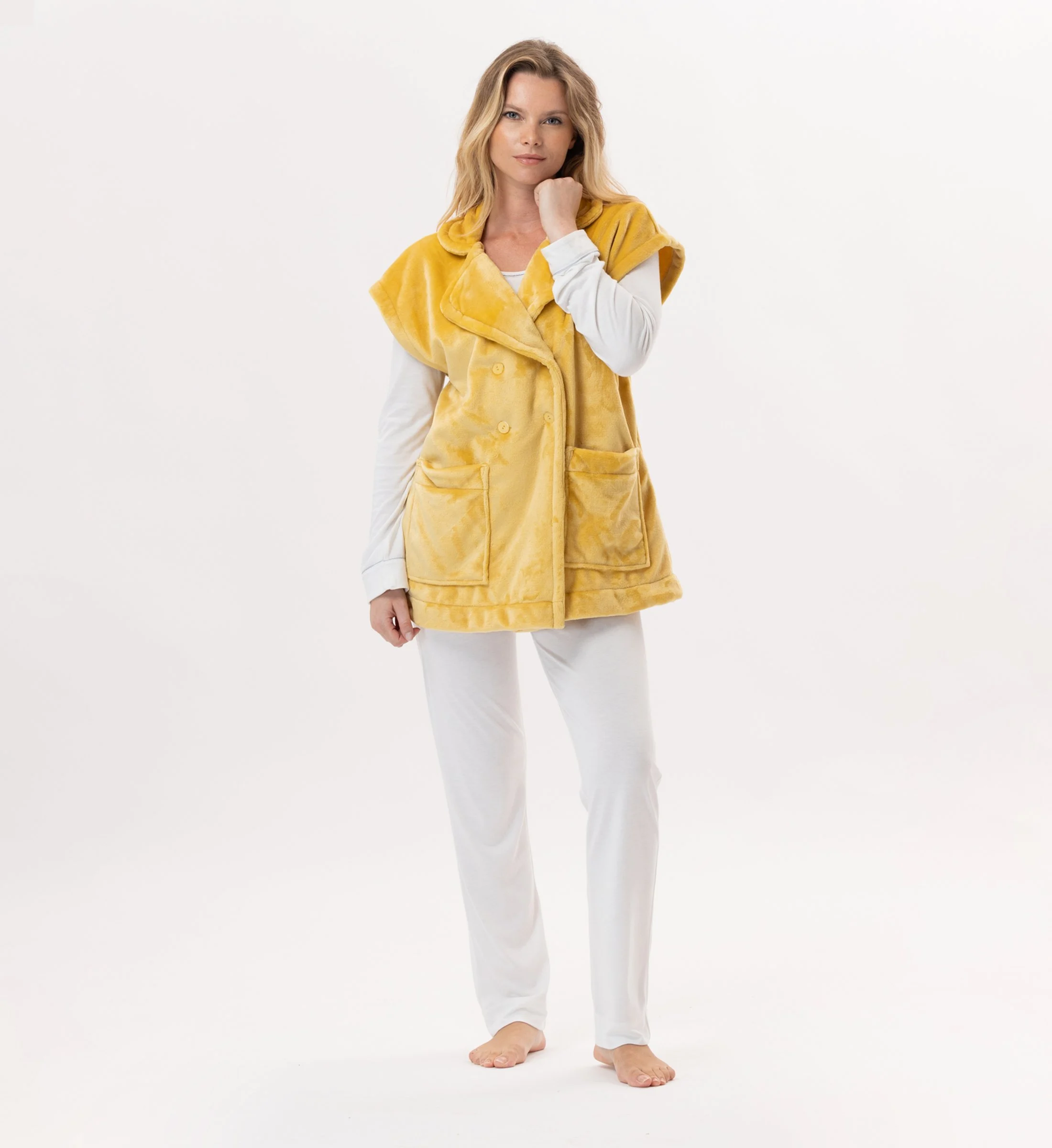 ESSENTIEL 876 - Veste en peluche flanelle | Jaune
