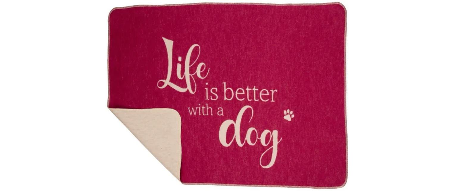 Hunde-Decke Life is better, 70 x 90 cm, PinkHaustierdecke